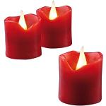 hellum LED Wachskerze 6 Stück, Ø 5cm x 5cm hoch, LED Kerzen rot mit flackernde Flamme, Kerzen mit batterien (6x CR2032 inkl.), LED Weihnachtsbeleuchtung LED Deko, Echtwachs LED Kerze 572117