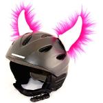 Helm-Ohren Hörner für den Skihelm, Snowboardhelm, Kinder-helm, Kinder-Skihelm oder Motorradhelm - verwandelt den Helm in ein EINZELSTÜCK - der HINGUCKER - für Kinder u. Erwachsene HELMDEKO (Pink-Weiß)