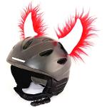 Helm-Ohren Hörner für den Skihelm, Snowboardhelm, Kinder-helm, Kinder-Skihelm oder Motorradhelm - verwandelt den Helm in ein EINZELSTÜCK - der HINGUCKER - für Kinder und Erwachsene HELMDEKO (Rot-Weiß)