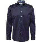 Reduzierte Marineblaue Casual Langärmelige ETON Kentkragen Hemden mit Kent-Kragen aus Satin für Herren Größe L 