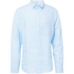 Himmelblaue Melierte Langärmelige Gant Button Down Kragen Herrenlangarmhemden aus Leinen Größe XXL 
