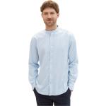 Reduzierte Hellblaue Langärmelige Tom Tailor Stehkragen Stehkragenhemden für Herren Größe L Große Größen 
