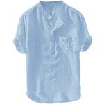 Blaue Henleykragen Herrenjeanshemden mit Reißverschluss aus Flanell Größe 6 XL für den für den Sommer 