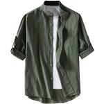 Grüne Unifarbene Stehkragen Herrenjeanshemden aus Baumwolle Größe 4 XL für den für den Sommer 