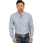 Marineblaue Almsach Stehkragen Stehkragenhemden aus Leinen für Herren Größe XXL 