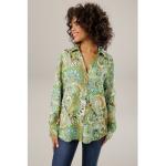 Hellgrüne Paisley Casual ANISTON V-Ausschnitt Hemdblusen für Damen Größe L 