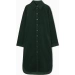 Dunkelgrüne COS Midi Spitzenkleider mit Knopf aus Baumwolle für Damen Größe M 