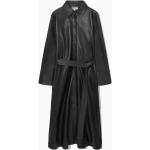 Schwarze Gesteppte Elegante COS Midi Spitzenkleider aus Leder für Damen Größe XS 