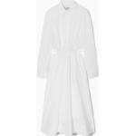 Weiße Elegante Langärmelige COS Midi Cut Out Kleider mit Cutwork für Damen Größe M für den für den Sommer 