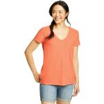 Reduzierte Orange Kurzärmelige Eddie Bauer V-Ausschnitt T-Shirts für Damen Größe XS für den für den Sommer 