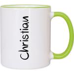 Hellgrüne Tassen mit Namen aus Keramik personalisiert 
