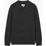 Dunkelgraue Melierte COS Kaschmir-Pullover mit Knopf aus Wolle für Herren Größe S für den für den Herbst 