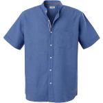 Royalblaue Kurzärmelige Henson & Henson Stehkragen Stehkragenhemden mit Knopf aus Baumwolle für Herren für den für den Sommer 