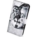 Schwarze Samsung Galaxy A6 Plus Hüllen 2018 Art: Flip Cases mit Hundemotiv mit Bildern aus Glattleder für Herren 