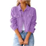 Violette Casual Übergangsjacken mit Knopf aus Denim für Damen Größe L für den für den Herbst 