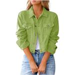 Grüne Casual Übergangsjacken mit Knopf aus Denim für Damen Größe XL für den für den Herbst 