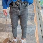 Anthrazitfarbene Unifarbene Skinny Jeans für Kinder mit Knopf aus Denim für Mädchen für den für den Herbst 
