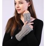 Khakifarbene Strick-Handschuhe aus Acryl für Damen für den für den Herbst 