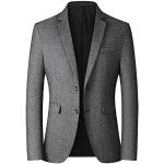 Graue Unifarbene Oversize Tweed-Sakkos mit Knopf aus Leinen für Herren Übergrößen Große Größen für den für den Herbst 