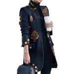 Royalblaue Maxi Stehkragen Kurzmäntel aus Wolle für Damen Größe XXL für den für den Herbst 