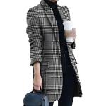 Hellgraue Mini Stehkragen Trenchcoats kurz aus Wolle für Damen Größe S für den für den Herbst 