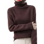 Dunkelbraune Casual Langärmelige Rollkragen Kaschmir-Pullover aus Wolle für Damen Größe S für Partys für den für den Herbst 
