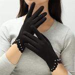 Schwarze Touchscreen-Handschuhe für Damen Einheitsgröße für den für den Winter 