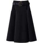 Schwarze Midi High Waist Röcke & Taillenröcke aus Wolle Handwäsche für Damen Größe 3 XL für Partys für den für den Herbst 