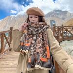 Schwarze Kaschmir-Schals mit Quasten aus Polyester maschinenwaschbar für Damen für den für den Herbst 
