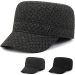 Schwarze Rautenmuster Army-Caps aus Leder Handwäsche für Herren für den für den Herbst 