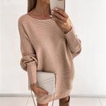 Khakifarbene Gestreifte Casual Mini Minikleider & kurze Kleider aus Polyester für Damen Größe 3 XL für den für den Herbst 