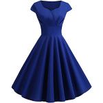 Blaue Leo-Look Vintage Abendkleider rückenfrei aus Leinen für Damen Größe M Große Größen für Hochzeitsgäste 