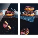 Schwarze Bilder-Welten Herdabdeckplatten mit Donut-Motiv aus Glas 
