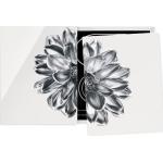 Silberne Runde Herdabdeckplatten mit Blumenmotiv aus Glas 2-teilig 