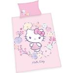 Rosa Motiv Hello Kitty Motiv Bettwäsche aus Flanell maschinenwaschbar 