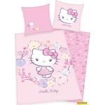 Rosa Motiv Herding Hello Kitty Motiv Bettwäsche mit Tiermotiv mit Reißverschluss aus Renforcé 