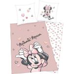 Rosa Herding Entenhausen Minnie Maus Babydecken mit Herz-Motiv aus Renforcé 135x200 