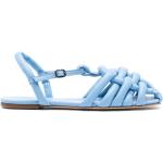 Reduzierte Blaue Karree Lederschuhe & Kunstlederschuhe mit Schnalle aus Leder für Damen Größe 37 für den für den Sommer 