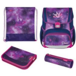 Herlitz Schulranzen Loop Plus Galaxy Princess, 50037384, für Mädchen, lila / pink, 4-teiliges Set