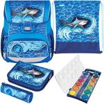 Blaue Herlitz Schulranzen Sets 16l mit Hai-Motiv für Kinder 5-teilig zum Schulanfang 