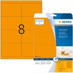 HERMA 5145 Farbige Etiketten neon orange, 20 Blatt, 99,1 x 67,7 mm, 8 pro A4 Bogen, 160 Stück, selbstklebend, bedruckbar, matt, blanko Papier Neon-Etiketten Farbaufkleber