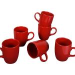 Rote Hermia Kaffeebecher 300 ml aus Keramik spülmaschinenfest 6-teilig 6 Personen 