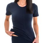 Marineblaue Kurzärmelige Hermko Bio Kurzarm-Unterhemden für Damen Größe S 