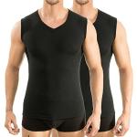 HERMKO 2 x 63050 Herren Athletic Vest by Exclusiv Funktionsunterhemd Muskelshirt mit V-Neck, Größe:D 5 = EU M, Farbe:schwarz