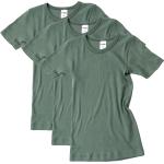 Olivgrüne Kurzärmelige Hermko Bio Kinderunterhemden aus Baumwolle für Mädchen Größe 128 