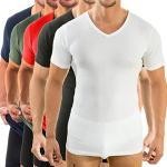 Weiße Business Kurzärmelige Hermko Bio V-Ausschnitt Kurzarm-Unterhemden für Herren Größe 6 XL 