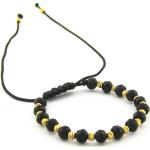 Schwarze Edelstein Armbänder aus Gelbgold mit Echte Perle 