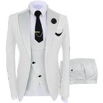 Weiße Hochzeitsanzüge für Herren Größe 4 XL 3-teilig für Partys 