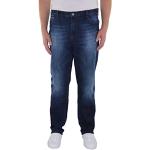 Dunkelblaue Stonewashed Jeans aus Denim enganliegend für Herren Größe 6 XL Große Größen 