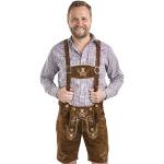 Braune Bestickte Schöneberger Trachtenshorts mit Knopf aus Leder für Herren Größe 3 XL zum Oktoberfest 